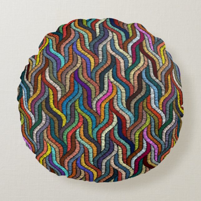 Wunderschönes Afrikanisches Woven-Rundkissen Rundes Kissen (Vorderseite)