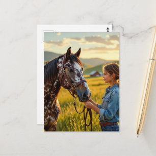 Wunderschönes Appaloosa-Pferd und sein Besitzer Postkarte