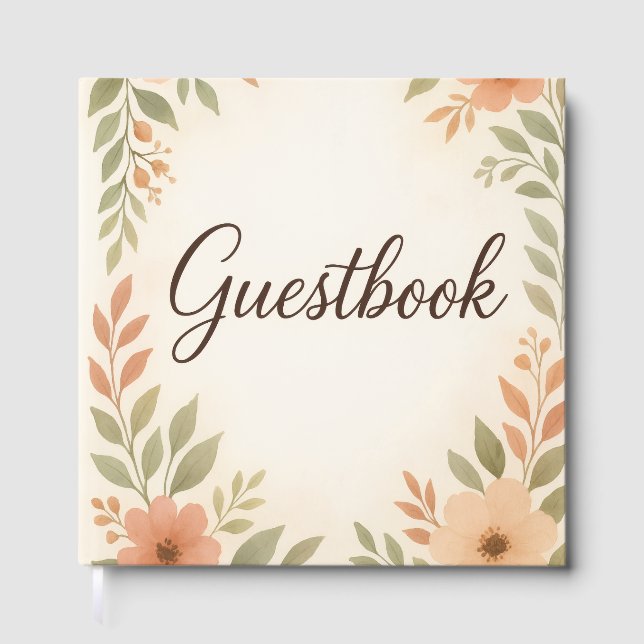 Wunderschönes Aquarell-Gästebuch – Pfirsichrosen Gästebuch (Vorderseite)