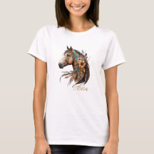 Wunderschönes Bay-Pferd T-Shirt mit Namen