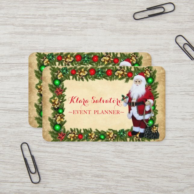 Wunderschönes, bezauberndes Weihnachtsdekor Visitenkarte (Vorderseite/Rückseite Beispiel)