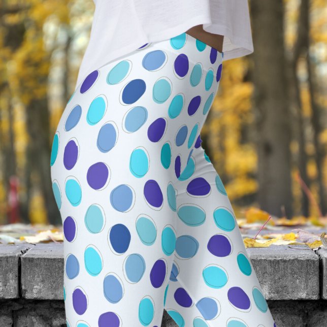 Wunderschönes Blau und Alice Blue Polka Dot Muster Leggings (Blues on Alice Blue Leggings)