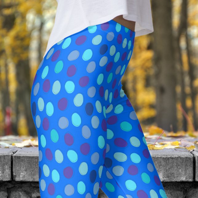 Wunderschönes Blau und Blau Polka Dot Muster Leggings (Blues on Brandeis Blue Leggings)
