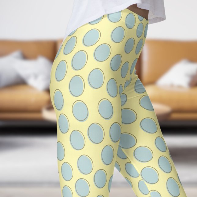 Wunderschönes Blau- und Cremerweißpolka-Punktmuste Leggings (Gorgeous Blue and Cream Polka Dot Pattern Leggings)