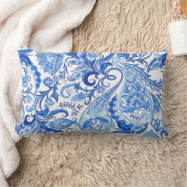 Wunderschönes blaues Floral Paisley Kunstmuster Lendenkissen