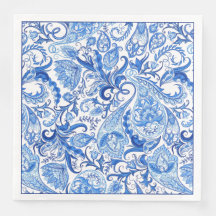 Wunderschönes blaues Floral Paisley Kunstmuster