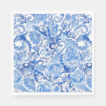 Wunderschönes blaues Floral Paisley Kunstmuster