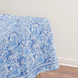 Wunderschönes blaues Floral Paisley Kunstmuster Tischdecke