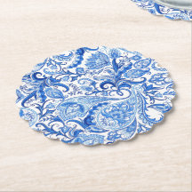 Wunderschönes blaues Floral Paisley Kunstmuster