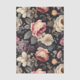 Wunderschönes Blumenmuster auf dunklem Hintergrund Seidenpapier