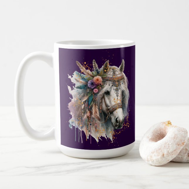 Wunderschönes Boho-Pferd Kaffeetasse (Mit Donut)