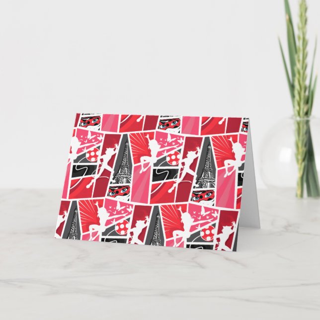 Wunderschönes Comic Ladybug Paris Pattern Karte (Vorderseite)