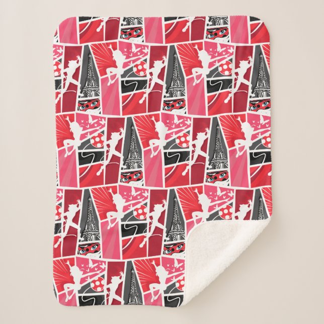 Wunderschönes Comic Ladybug Paris Pattern Sherpadecke (Vorderseite)