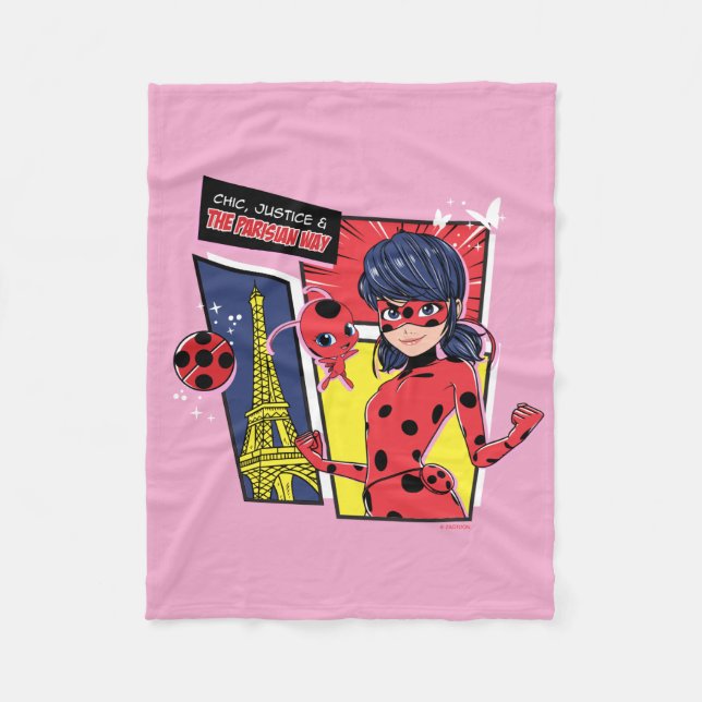 Wunderschönes Comic Ladybug Pariser Weg Fleecedecke (Vorderseite)
