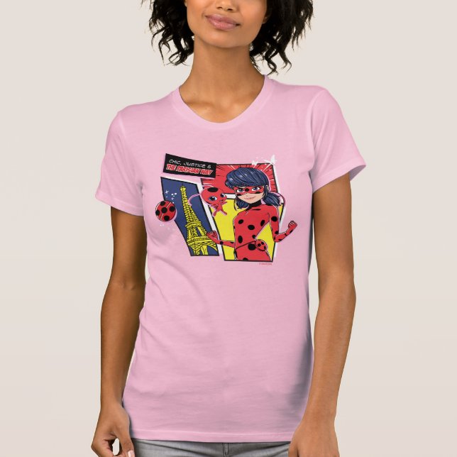 Wunderschönes Comic Ladybug Pariser Weg T-Shirt (Vorderseite)