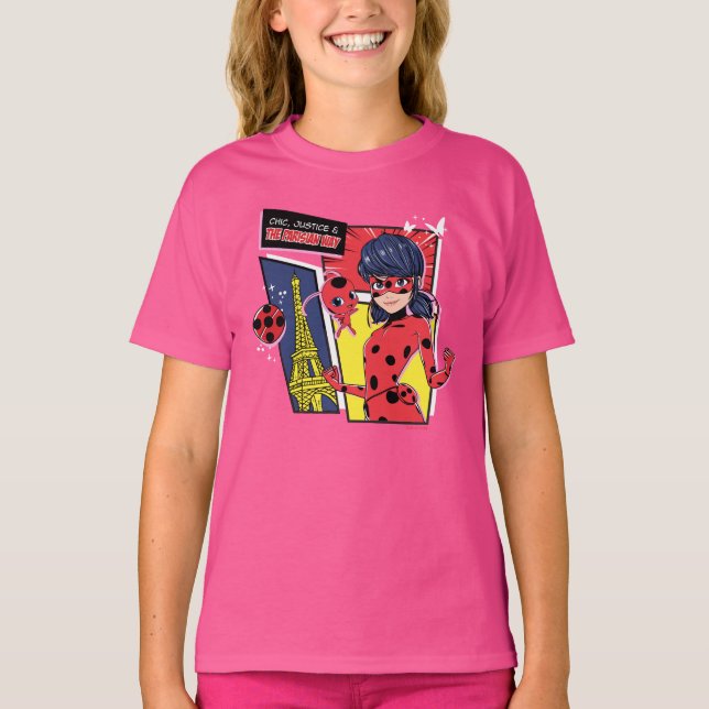 Wunderschönes Comic Ladybug Pariser Weg T-Shirt (Vorderseite)