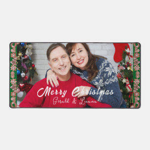 Wunderschönes Couple Frohe Weihnachts-Foto Schreibtischunterlage