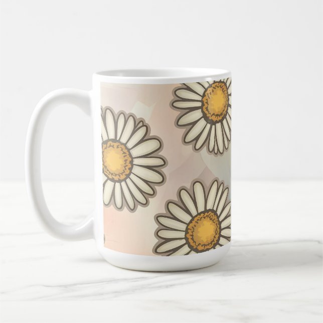 Wunderschönes Daisy Muster auf pastellfarbenem Hin Kaffeetasse (Links)