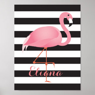 Wunderschönes, elegantes Flamingo-Poster mit Namen Poster