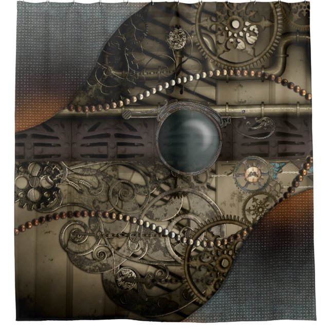 Wunderschönes elegantes Steampunk-Design Duschvorhang (Vorderseite)