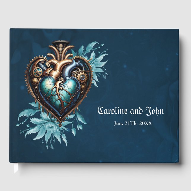 Wunderschönes elegantes Steampunkherz. Gästebuch (Vorderseite)