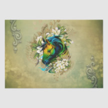 Wunderschönes, farbenfrohes Pferd mit Blume