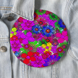 Wunderschönes Farbintensives Erstaunliches Blumenm Button