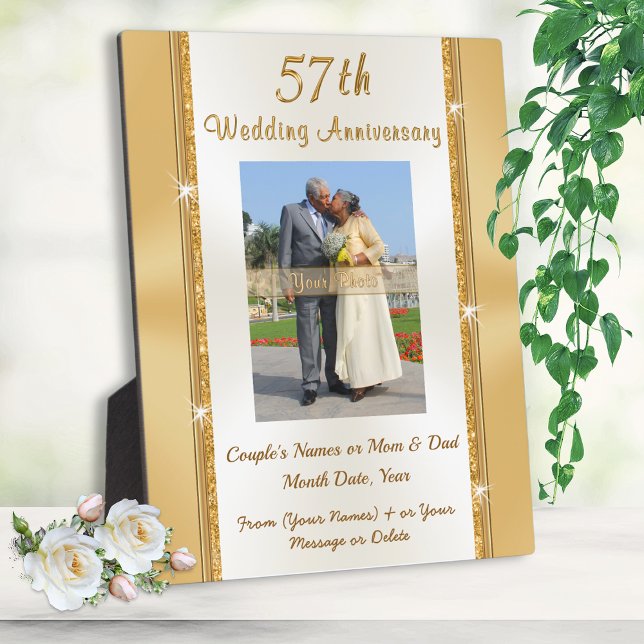 Wunderschönes Foto 57. Hochzeitstag Geschenkideen Fotoplatte (57th wedding anniversary, gift for parents, grandparents, wife and couple married 57 years.)