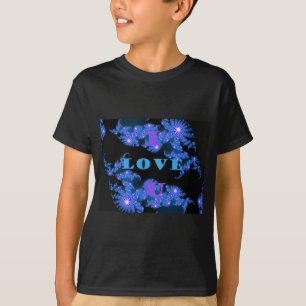 Wunderschönes Galactic Blue Love Textmuster Design T-Shirt