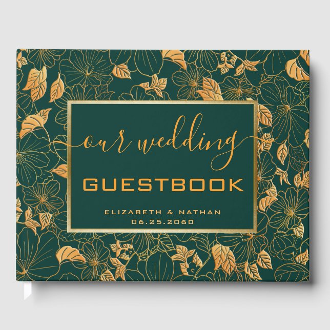 Wunderschönes Gästebuch von Emerald Green & Gold (Vorderseite)