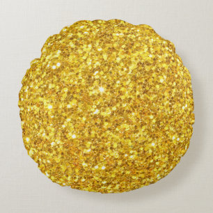 Wunderschönes Gold Glitzer Muster Rundes Kissen