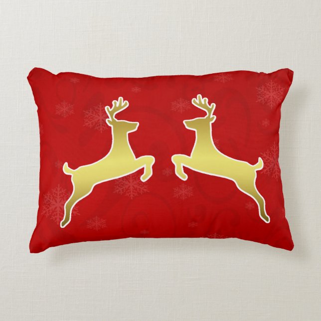Wunderschönes Goldmedaille Rotes Weihnachtsfest Ve Dekokissen (Vorderseite)