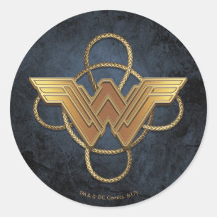 Wunderschönes Goldsymbol über Lasso Runder Aufkleber
