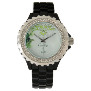 Wunderschönes grünes Blumendesign. Armbanduhr