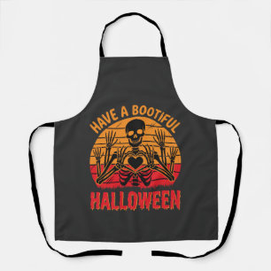 Wunderschönes Halloween-Skelett-Herz Retro-Sonnenu Schürze