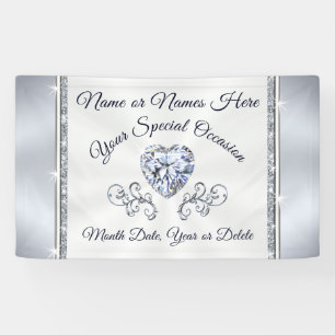 Wunderschönes Herz Diamond Personalisierter Hochze Banner