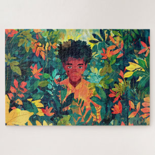 Wunderschönes Jigsaw-Puzzle mit braunem Jungen