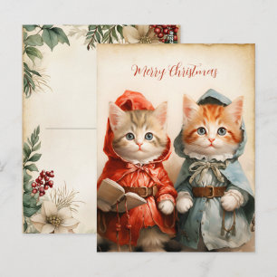 Wunderschönes Kätzchen-Paar Weihnachten Postkarte