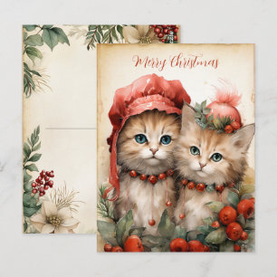 Wunderschönes Kätzchen-Paar Weihnachten Postkarte