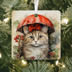 Wunderschönes Kätzchen Weihnachten Ornament Aus Metall