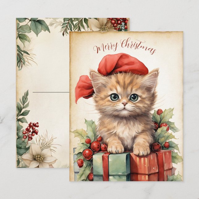 Wunderschönes Kätzchen Weihnachten  Postkarte (Vorne/Hinten)