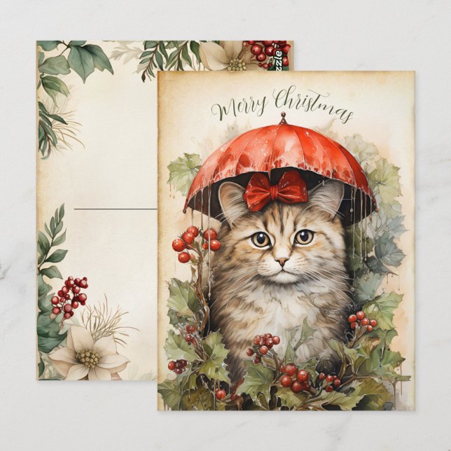 Wunderschönes Kätzchen Weihnachten  Postkarte (Vorne/Hinten)