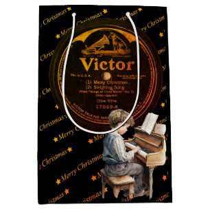 Wunderschönes Kinderpiano - Schwarzer Bronze Mittlere Geschenktüte