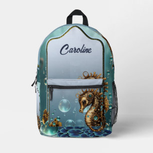 Wunderschönes kleines Steampunk-Seepferd. Bedruckter Rucksack