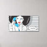 wunderschönes Mädchen, das anruft, hallo, POP Art Leinwanddruck<br><div class="desc">Pop Kunst Leinwand für schöne Dekoration. Schönes Mädchen ruft jemanden: Hallo. Nimm das Telefon ab!</div>