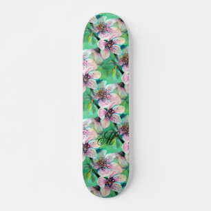 Wunderschönes Monogramm des Sakura-Kirschbaumes Skateboard
