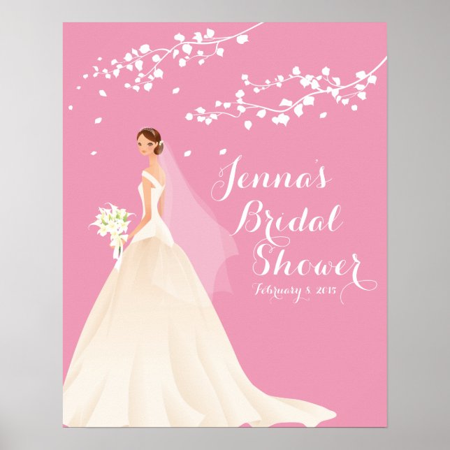Wunderschönes Pink Bride Brautparty Poster (Vorne)