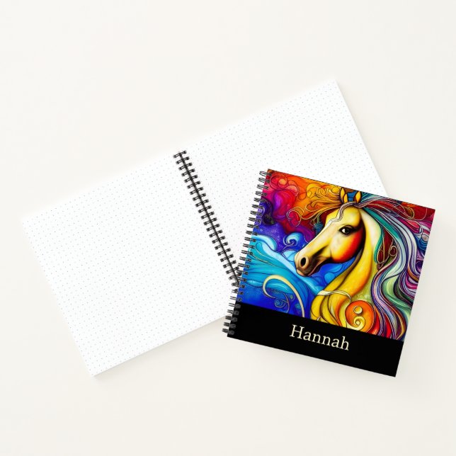 Wunderschönes Rainbow Horse Portrait Bullet Notizbuch (Innenseite)