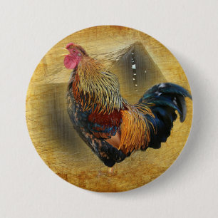 Wunderschönes Rooster und rustikales Hühnercoop Button