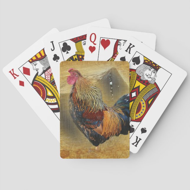 Wunderschönes Rooster und rustikales Hühnercoop Spielkarten (Rückseite)